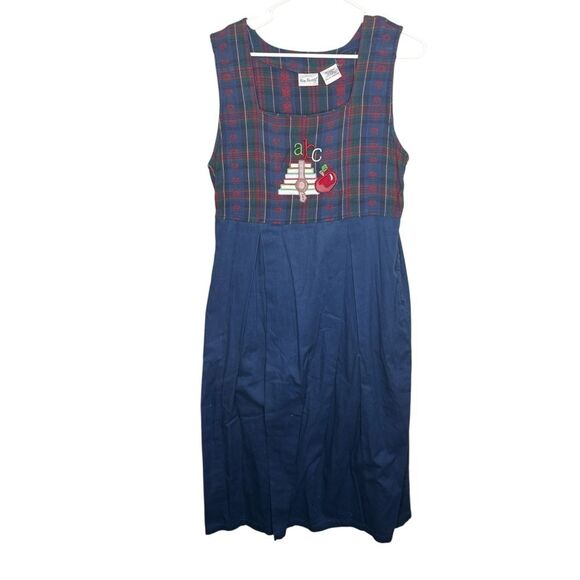 Vintage two twenty school abc teachers dress size small petite plaid chambray - Picture 12 of 15